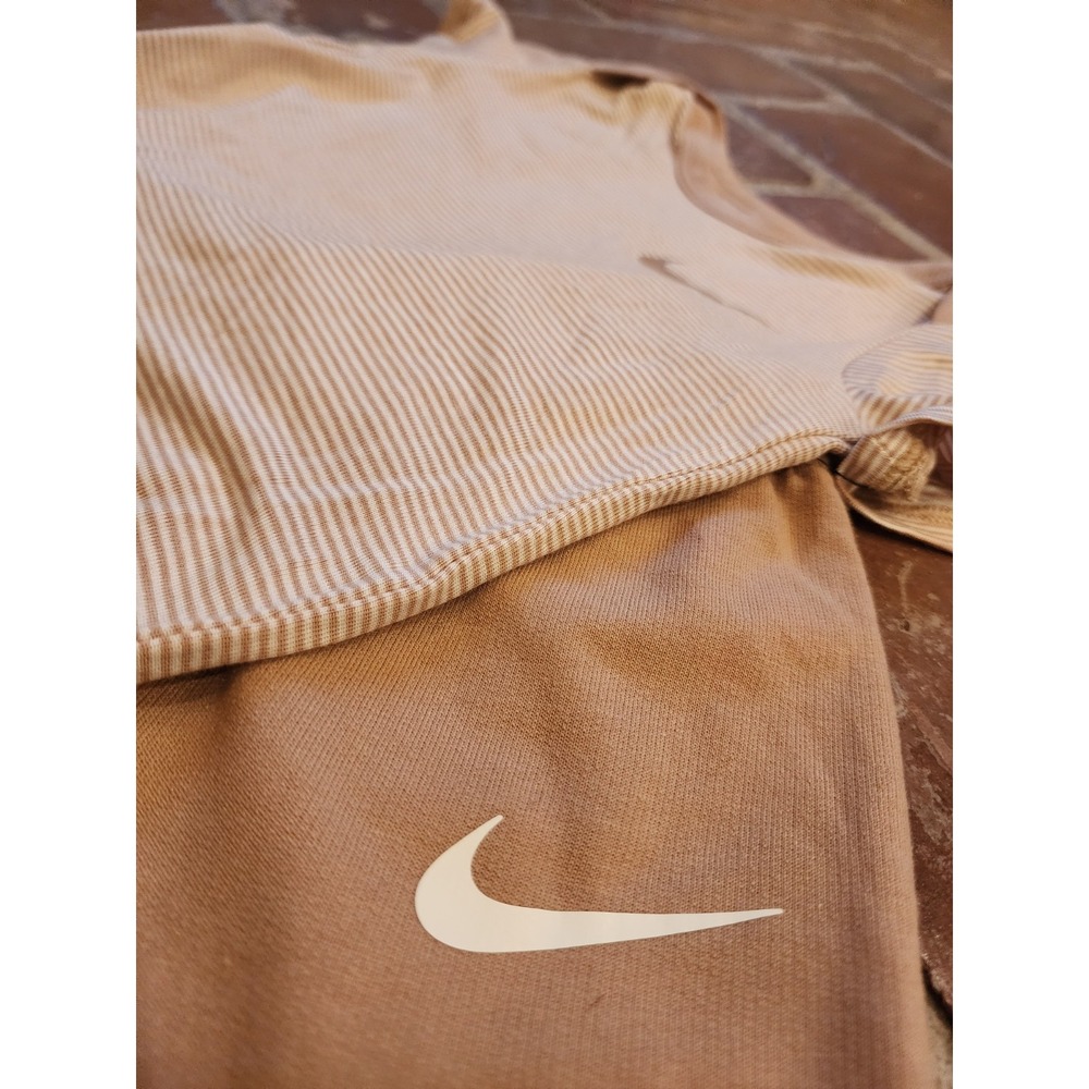 Nike Unisex 2 Piece Bodysuit Pant Set in Hemp with Stripes Size 18M Bamboo